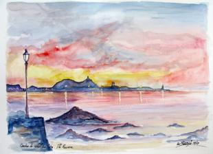 Coucher de soleil. La Pietra. Ile Rousse.