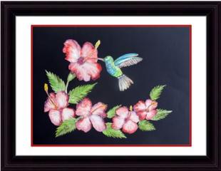 L'oiseau et la fleur  (aquarelle + collage)